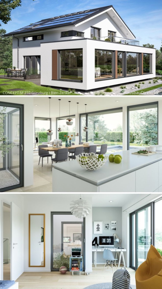 Einfamilienhaus modern mit Satteldach & XL Erker bauen, Haus