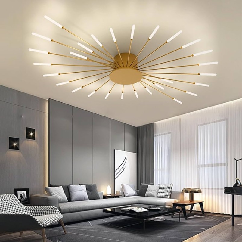 Modern LED deckenlampe Wohnzimmer Schwarz deckenleuchte Golden deckenlampe  Øcm Ringe deckenlampen ceiling light Dimmbar mit Schlafzimmer Büroküche